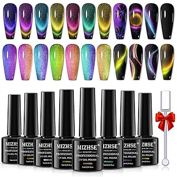 MIZHSE 9D Cat Eye Gel Nail Polish Set, Upgraded Magnetic Gel